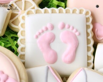 Baby Footprint Cookies, Baby Shower Cookies, It'sA Girl Cookies, It's A Boy Cookies, Baby Cookies, New Baby Cookies, Mother To Be Cookies