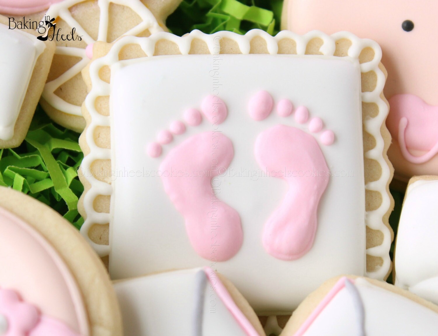 Girls Baby Shower Birthday Party Pink Baby Footprint Cookie Biscuit Cutter