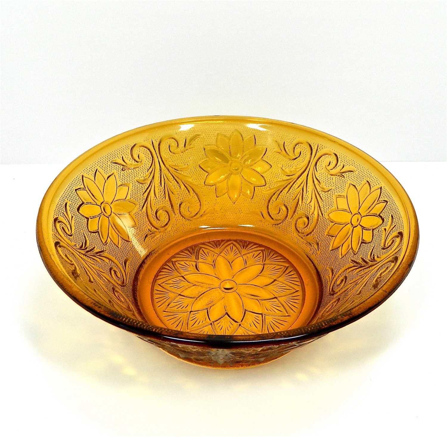 BEAUTIFUL amber Tiara glass serving bowl by Indiana glass company