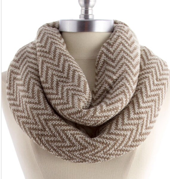 Chevron Knit Scarf Chunky Scarf Neckwarmer Infinity Scarf