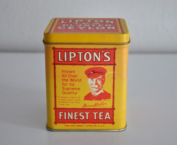 Vintage Lipton Tea Planter Ceylon Tin - Lipton's Finest Tea Tin