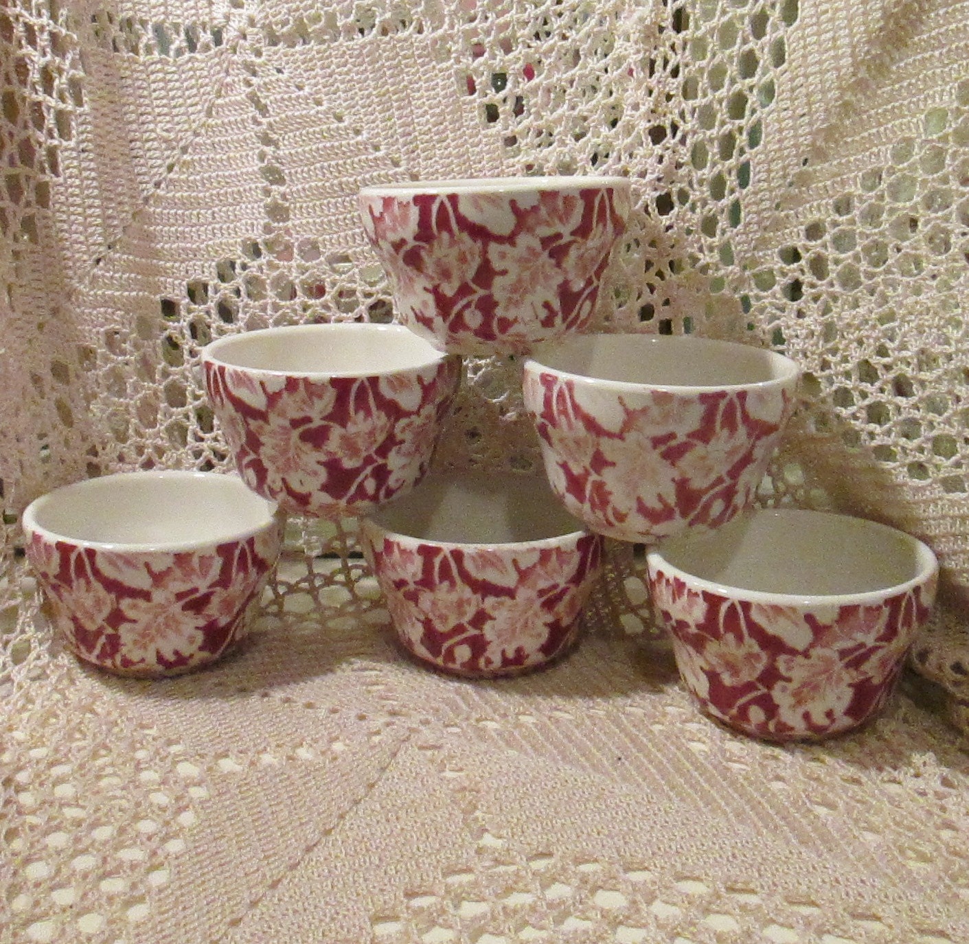 Vintage Mayer China Arbor Pattern Restaurant Ware Bullion Cups