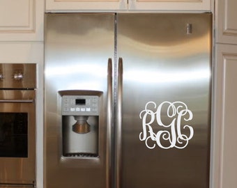 Monogram Initials Decal Personalized Vinyl Sticker - Kitchen Refridgerator - Bedroom Door