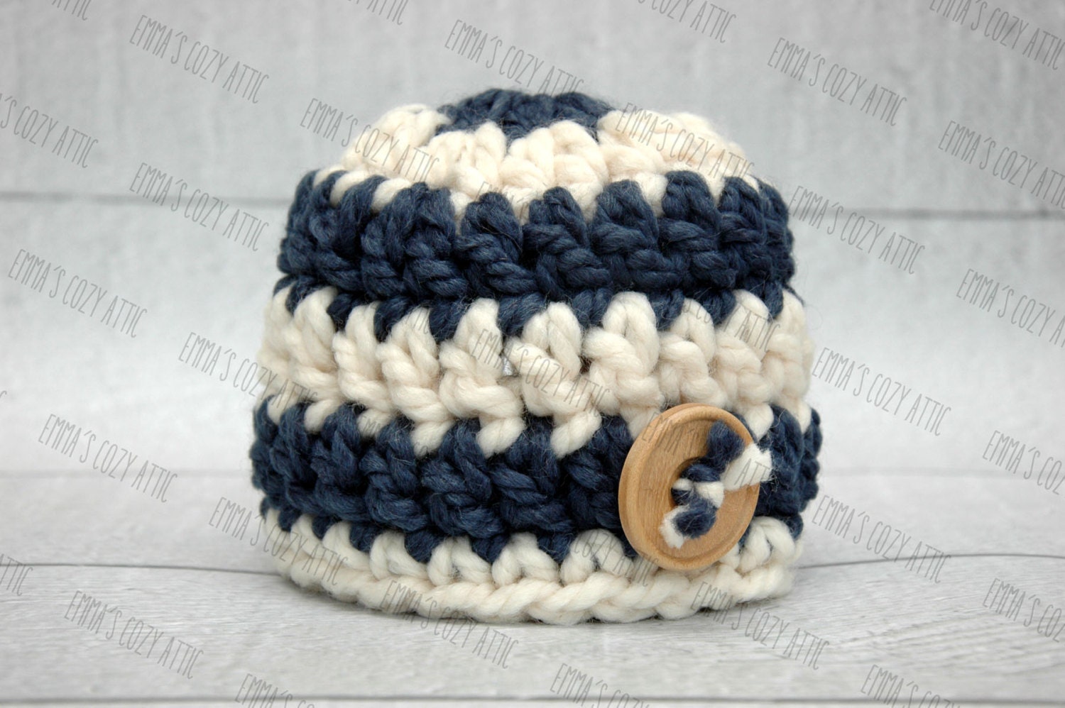 Newborn boy hat baby boy hat nautical blue ecru newborn