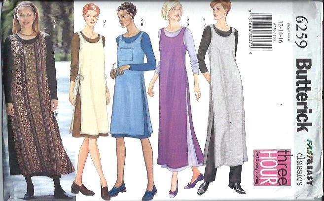 Butterick 6259 Misses 3 Hour Tabard Top Dress & Pants