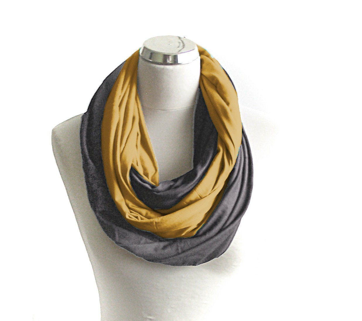 Women scarf mustard yellow and gray