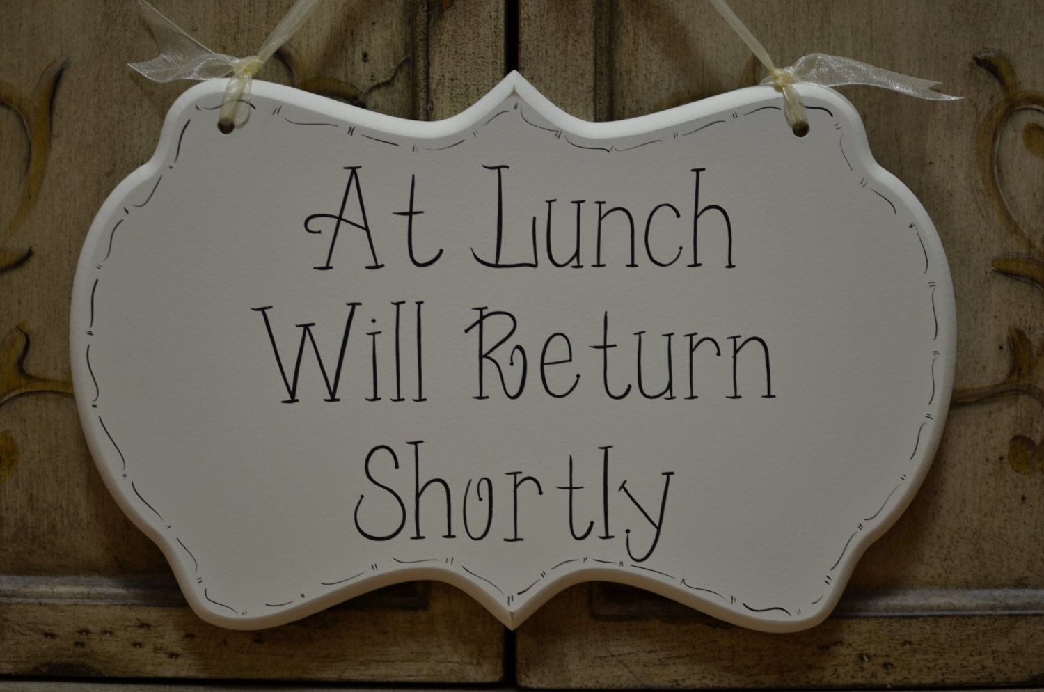 At Lunch Business Sign Away Sign Hand Painted Wooden