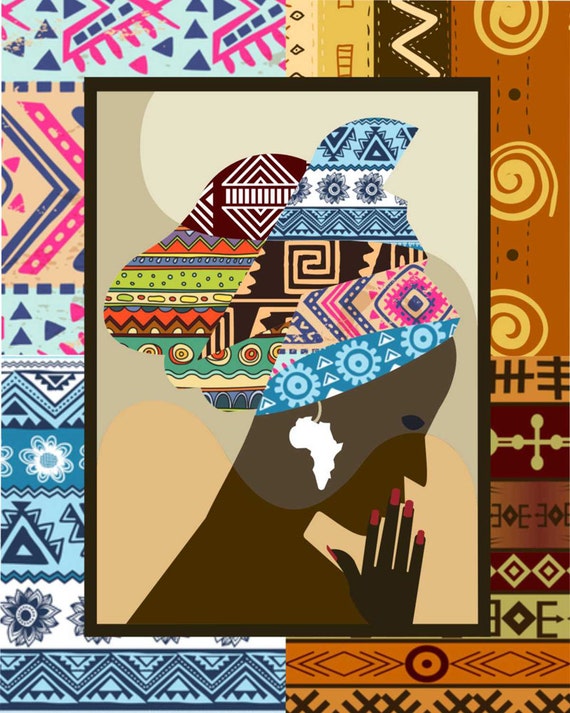African Woman African Print African Wall Decor by iQstudio