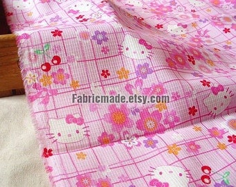 Shabby Chic Cotton Fabric, Pink Hello Kitty Flower Girl's Kids Japanese Fabric- A half Yard