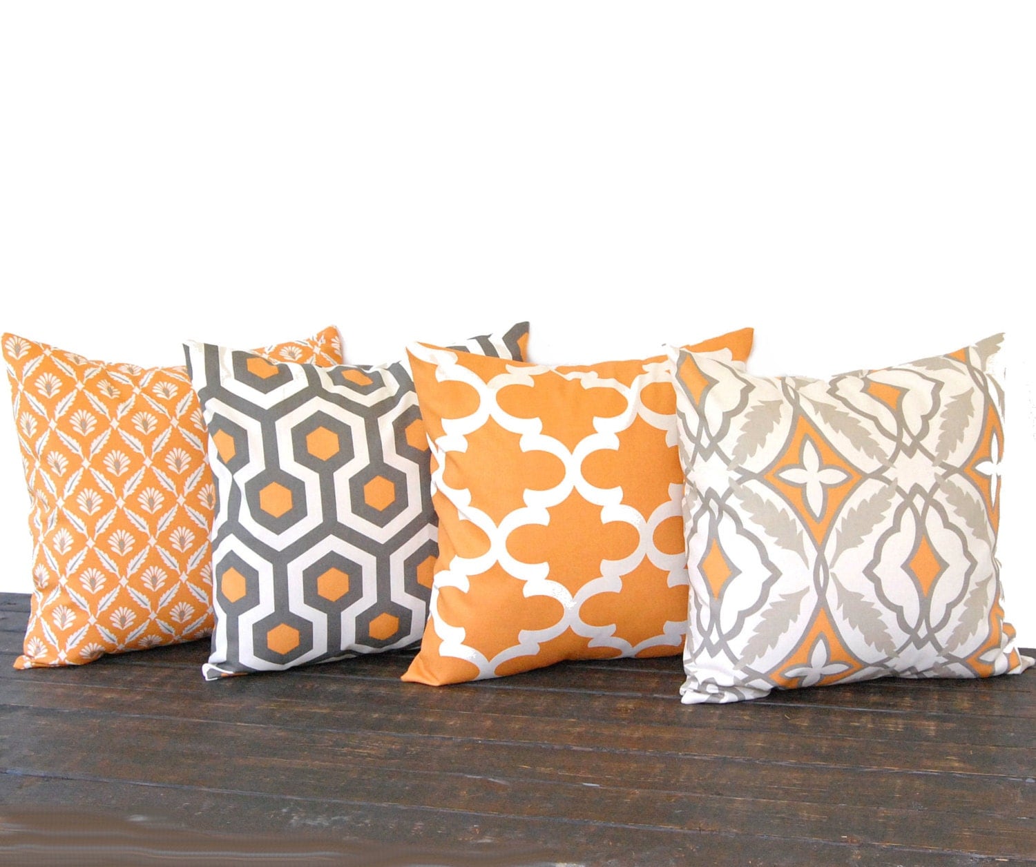 Throw pillow covers Set Of Four pumpkin orange by ThePillowPeople
