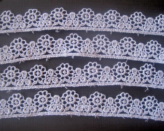 Metallic Venice Galloon Lace Trim, Silver, 7/8" inch wide, 1 Yard, For Historical Costume, Dolls, Home Decor, Victorian Crafts
