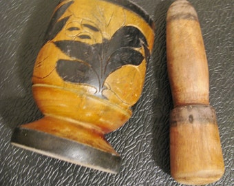 Mortar/Pestle with Carved Flower Design