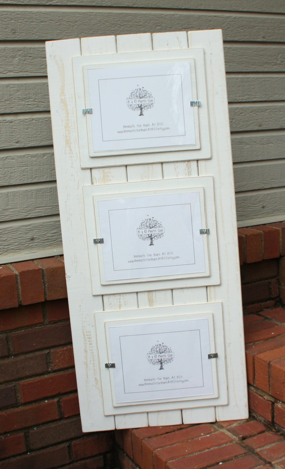 Triple 8x10 Picture Frame Distressed Wood Double Mats