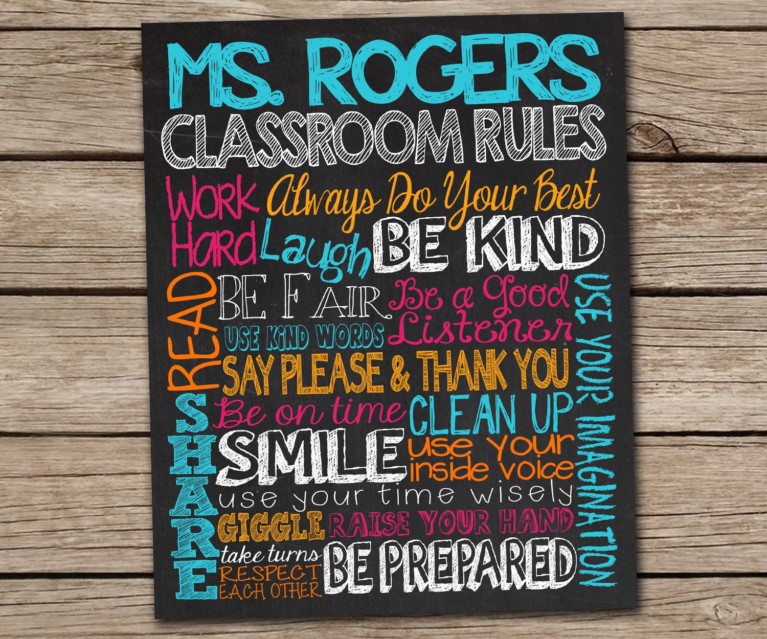 CLASSROOM RULES SIGN Personalized Teacher Gift Customized