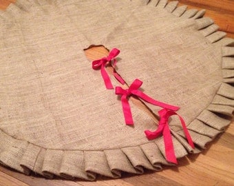43" Ruffled Burlap Christmas Tree Skirt