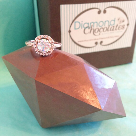 Gemstone Ring with Giant Milk Chocolate Diamond Anniversary