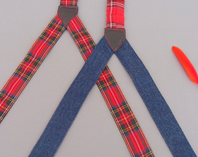 Handmade Red Womens Suspenders,Girlfriend Gift, Scottisch Checkered Suspenders, Gift for her, Gift Ideas, Braces