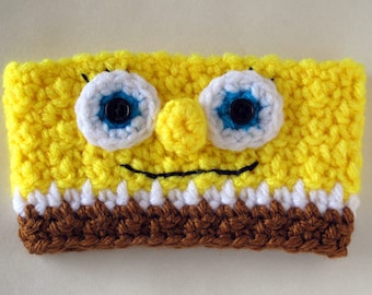 Crocheted Spongebob Coffee Cup Cozy Sleeve