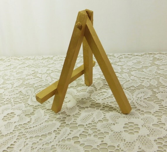 Small Gold Easel Gold Painted Tabletop by NaturesWalkStudio