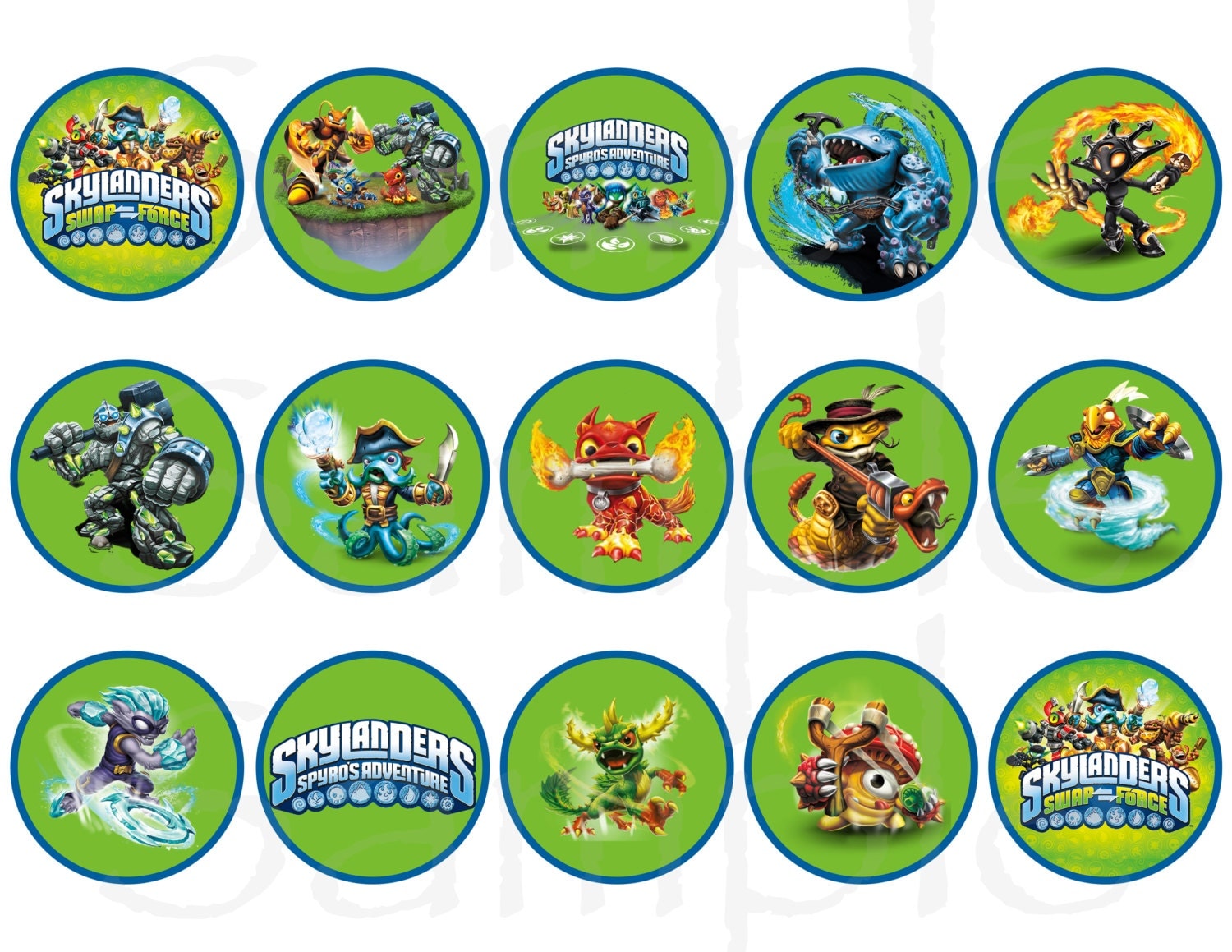 Skylanders Birthday Tags Cupcake Toppers Printable File