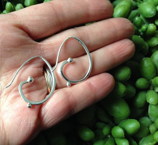 Silver Hoop Earrings With Gemstones Turquoise By Zenialisjewelry