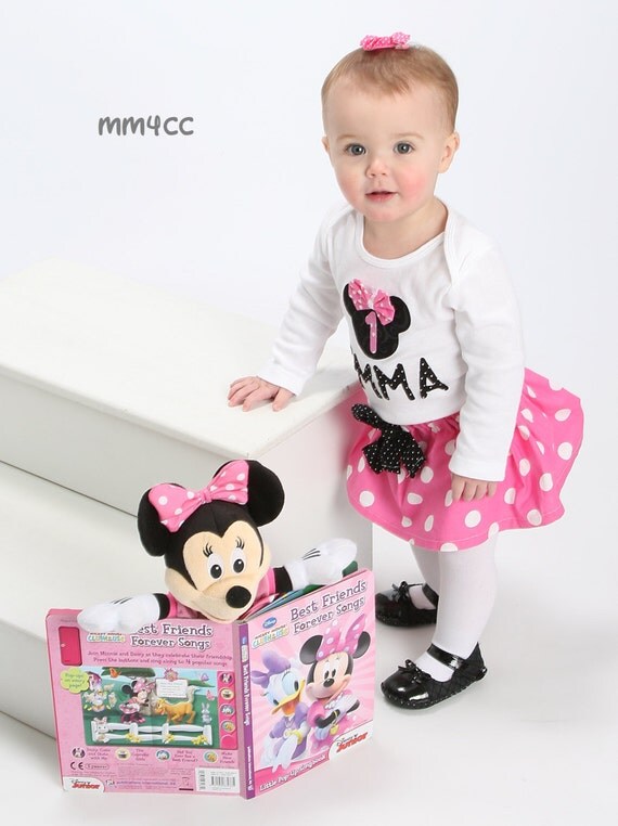 Minnie Mouse PINK outfit Dress first Birthday Party Red Skirt bodysuit ...