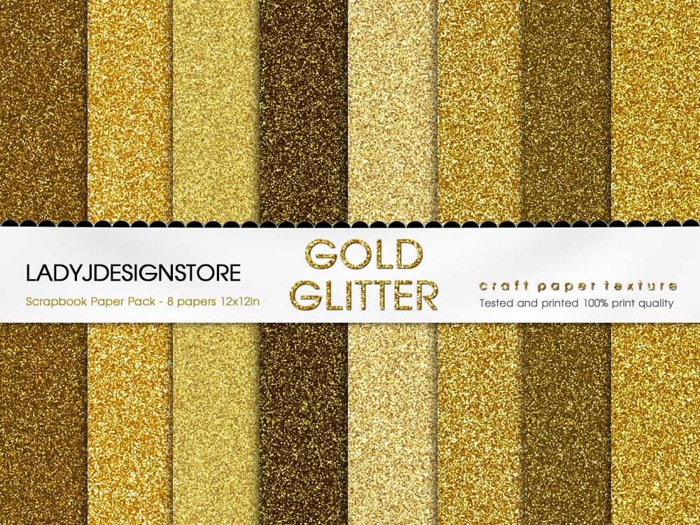 Download Gold Glitter Digital Papers 8 Glitter Textures Paper Pack