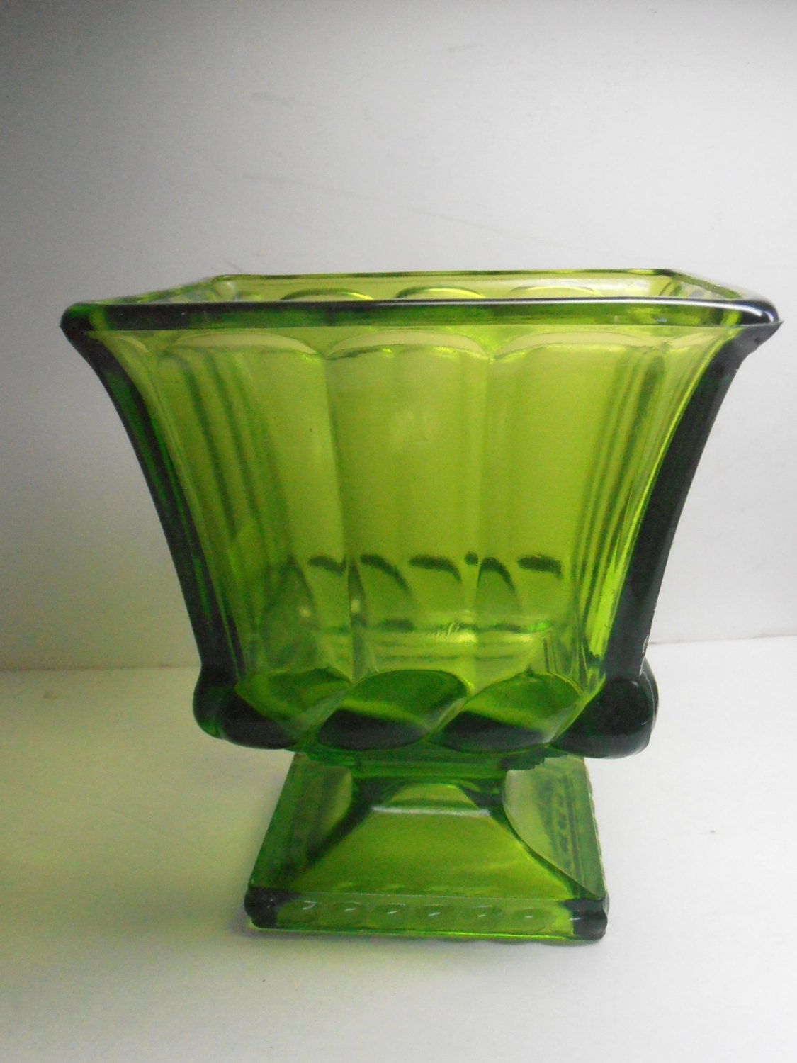 Vintage Green pedestal candy dish vase