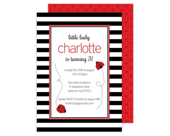 Ladybug Party Invitation (Ladybug Invitation, Ladybug Baby Shower, Ladybug Birthday, Lady Bug Invitation, Lady Bug Party, Lady Bug Shower) Il_570xn