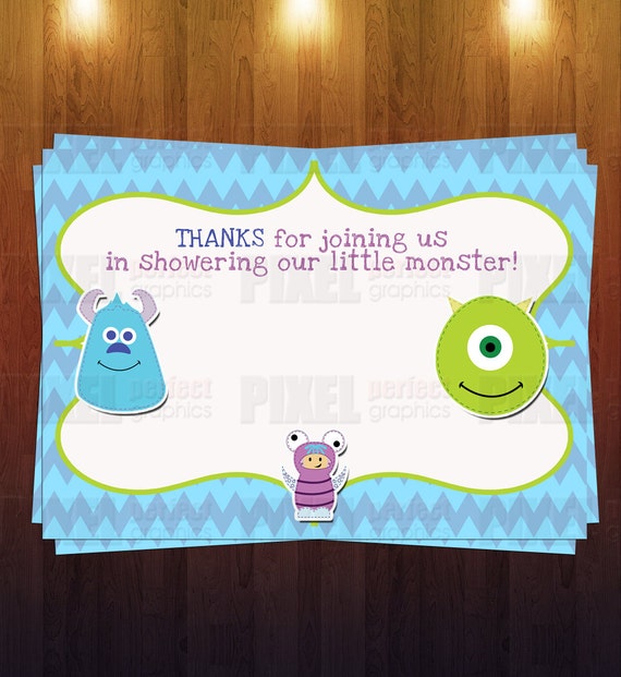 Monsters Inc. Themed Printable 4x6 Thank by PixelPerfectGraphics