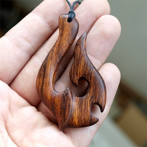 Wood Fish hook Maori hook Hei matau Wood necklace Wood