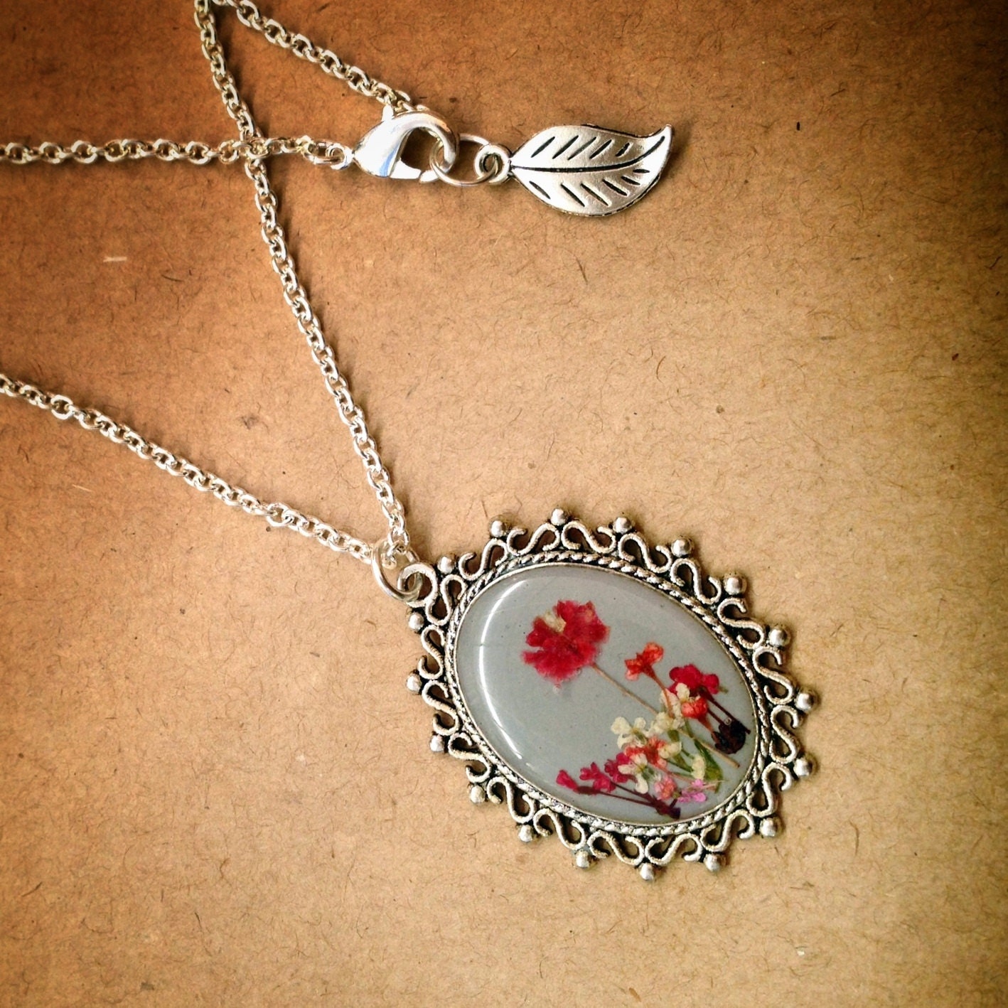 Real flower jewelry unique necklace one of a kind by