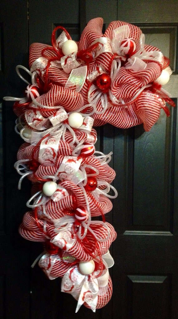 Deco Mesh Candy Cane wreath