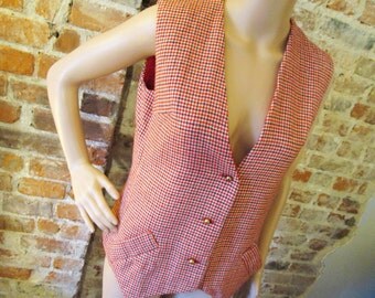 100% Wool 1960s Double-Sided Houndstooth Vest w/ Pockets