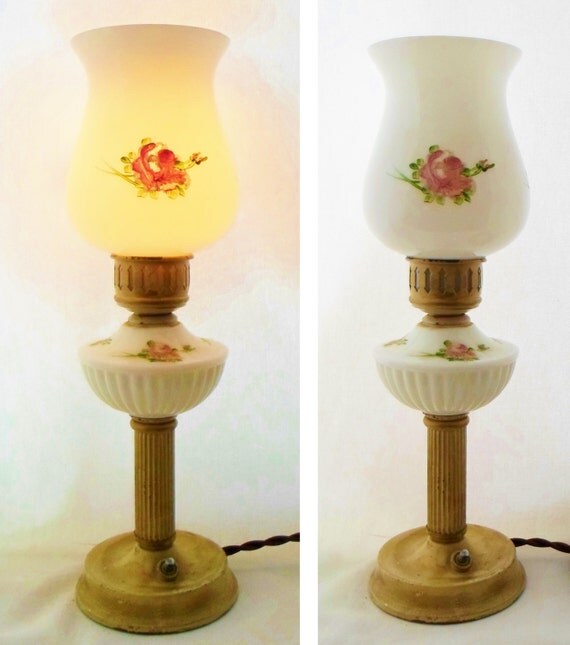 Lamp Small Dresser Lamp Boudoir Milk Glass by alsredesignvintage