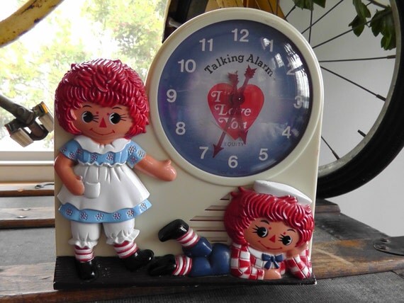 1974 Working Raggedy Ann & Andy Talking Alarm by LucysLuckyDeals