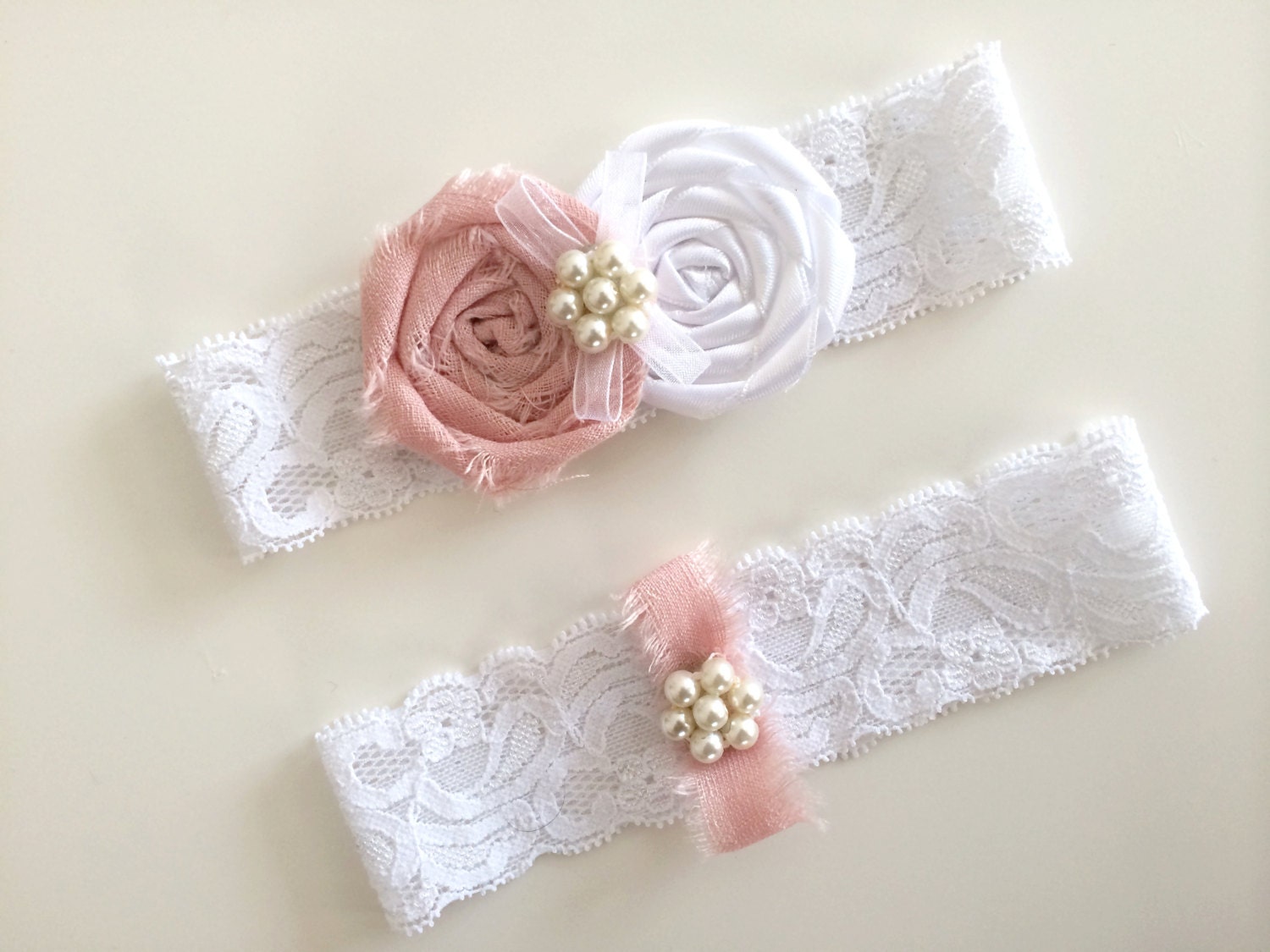 Wedding Garter Belt Bridal Garter Set White Lace by paramicasa