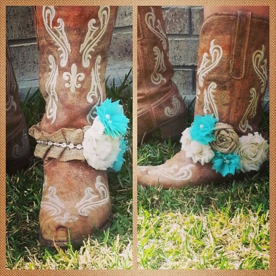 Items similar to Burlap and rhinestone boot bling, boot strap on Etsy