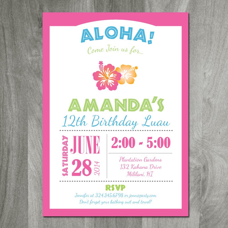 Luau Invitation Hawaiian Party Printable by CharliesPrintables