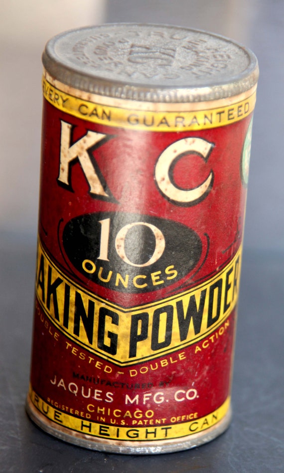 Antique KC BAKING POWDER 10 Ounces Unopened Tin Jaques Mfg Co
