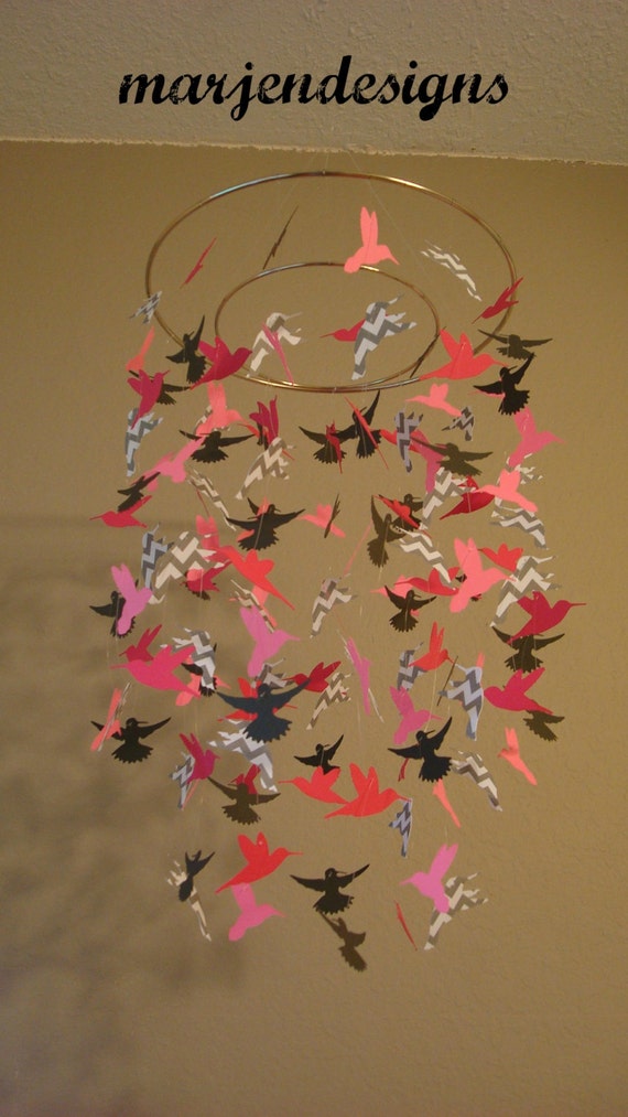 pink hummingbird mobile nursery mobile window decor office
