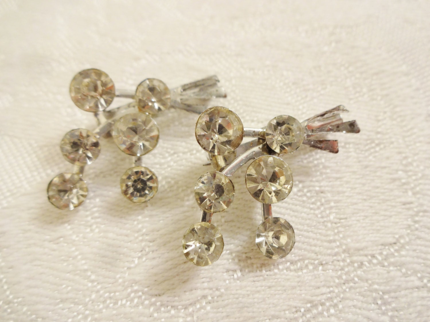 Vintage Brooch Double Scarf Pin Set Silver with by ChellesJewels