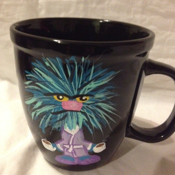 Items similar to Hand Painted 16 oz Black Monster Mug Friday Monday on Etsy