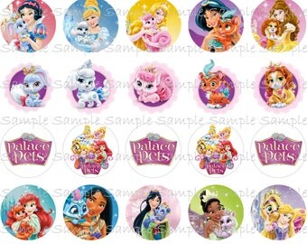DISNEY PALACE PETS inspired 30 pre-cut 1" circle Images for Bottle Caps ...