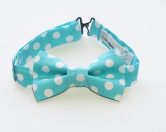 Bow Tie - Light Blue and White Polka Dot Bowtie