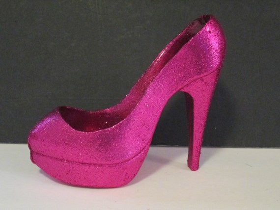 hot pink magenta fuchsia metallic stiletto by SweetpeaSugarArt