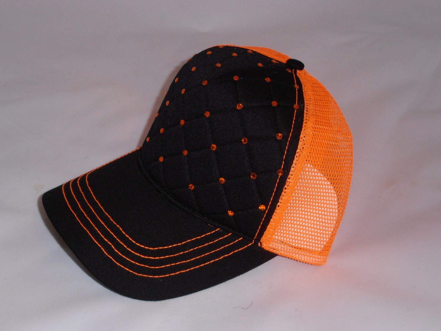 Neon orange bling trucker hat by Timetwochange on Etsy