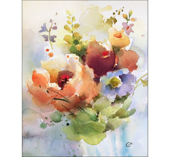 Flowers Watercolor - Original Painting 8x10 inches