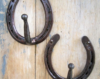 Farmhouse Hooks- Horseshoe Wall Hooks, Farmhouse Housewarming Gift, Horse Lover Gift, Horse Decor, Hand Forged Hooks, Rustic Wall Hooks,