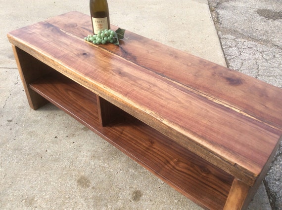 Sleek Black Walnut Coffee Table Bench W Storage By